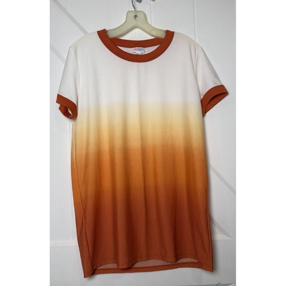 LuLaRoe Shirt Women's Top Candy Corn Pallet Large Rusty Orange & Cream Ombre